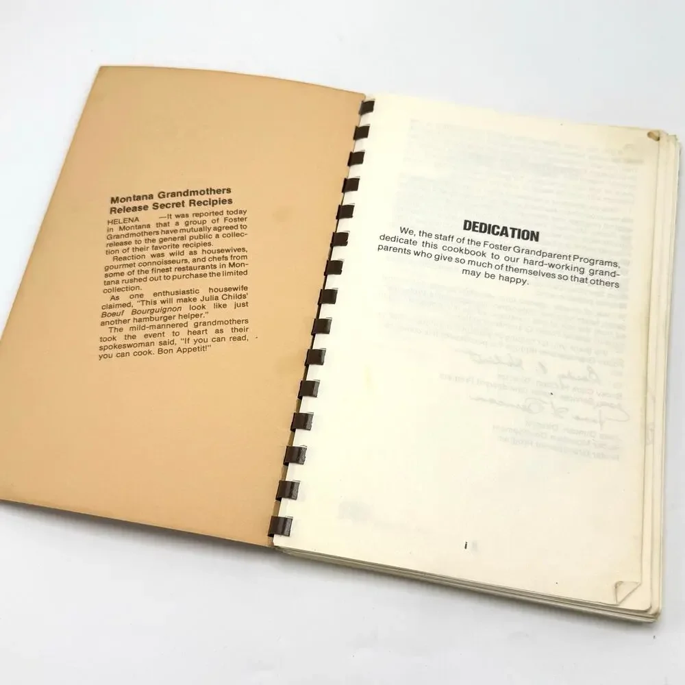 Foster Grandparents of Montana Vintage Cookbook Granny’s Various Viddles Recipes